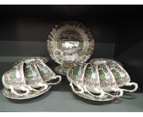 A vintage part tea service by Myotts in the Country Life pattern 15 pieces approx