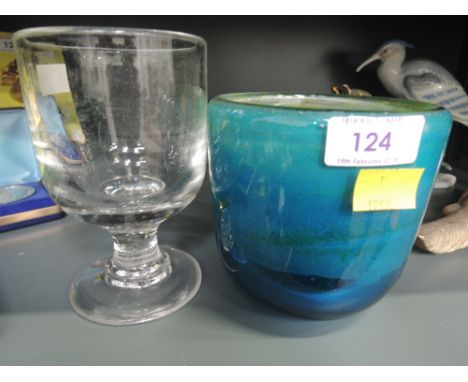 A selection of vintage glass wares including Medina style glass vase