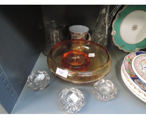 A selection of vintage glass wares including controlled bubble ashtray 