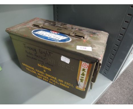 A vintage military ammunition tin 
