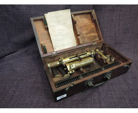 A 19th century Scottish McNaught's Improved Indicator, a Dynamometer for steam engine measurement.In fitted box with instruct