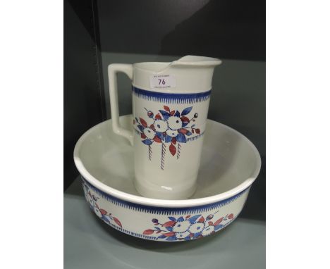 A vintage ceramic wash jug and bowl set with French design by Sorrente 