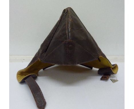 A leather riding helmet, made in Czechoslovakia, Gala