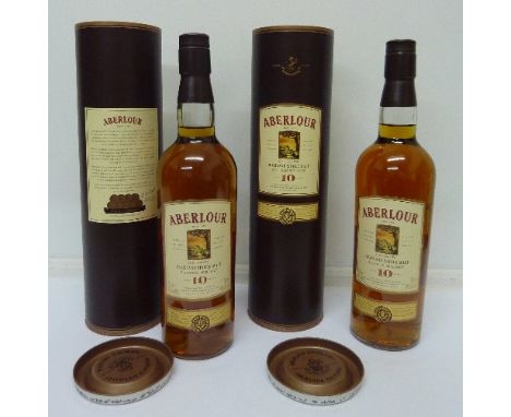 Two bottles of Aberlour Highland single malt Scotch whisky, 2008, aged 10 years