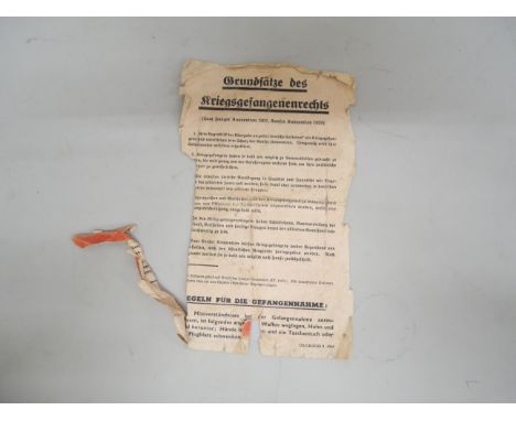 A US/GB-ZG61 A 1944 Safe Conduct pass 'Passierschien' leaflet issued in 1944