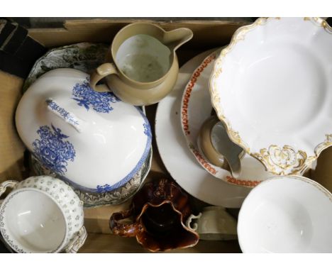 A box of Copeland &amp; Garrett and Copeland Spode china, Geoffrey Fisk collection including a butchers plate  **PLEASE NOTE 