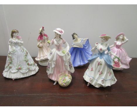 A group of Royal Worcester, Coalport and Royal Doulton porcelain lady figurines to include Elaine HN 2791, a limited edition 