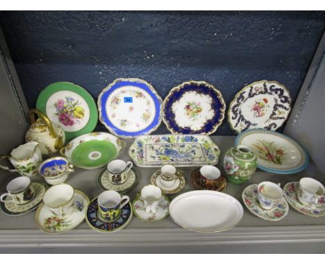 A selection of 19th century and later ceramics to include a Royal Worcester, floral patterned, ivory ground teapot, Chamberla