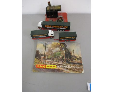 Eddie Stobart model lorries, a Mamod stationery engine and a Tri-ang model railways edition 17 brochure