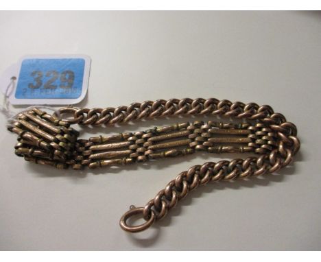 A 9ct gold curb link chain bracelet, weight 14.35g, and a yellow metal gate link bracelet A/F, approximate weight 15.8g