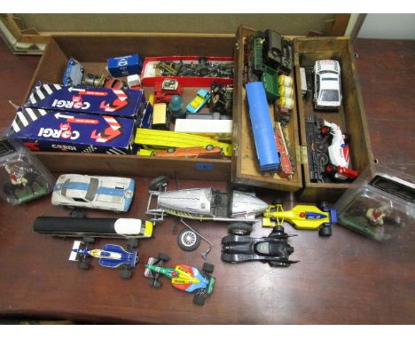 A selection of toys to include a boxed Corgi Wheatabix Scammell truck, a Corgi Chitty Chitty Bang Bang, a Scalextric model ra
