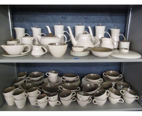 A collection of mid 20th century Poole pottery Twintone mushroom and sepia pottery