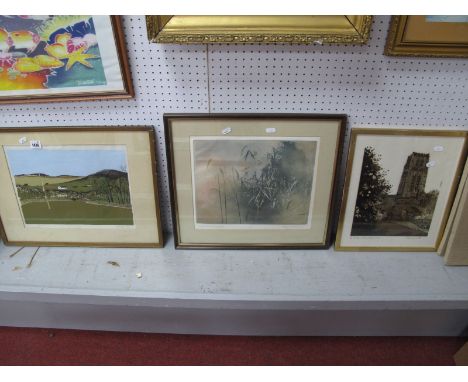 Williams, Countryside Scene, limited edition print of 10, signed, 25 x 35cm; Norman Wade 'Durham Cathedral' and Harry McArdle
