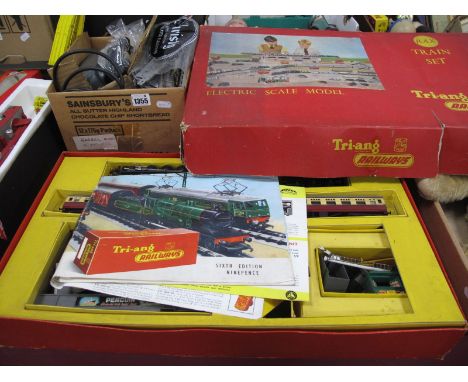 A Tri-ang Electric Scale Model Train Set, 'OO'/'HO' Gauge, boxed with Princess Elizabeth black train, carriages etc, with tra