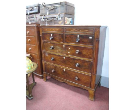 A XIX Century Mahogany Chest of Drawers, with two inlaid drawers, over two short, three long drawers, on bracket feet 125cm w