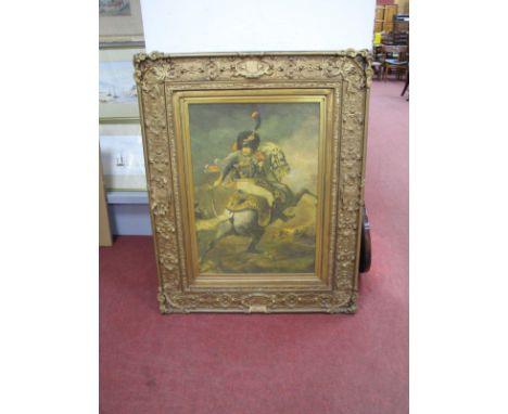 A XIX Century Gilt Gesso Picture Frame, with applied geometric motif's and vacant shields, opening 48 x 69.5cm later Hussar p