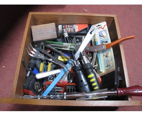 Tools - screwdrivers, drill bits, leverage grabber, Record 077A plane.