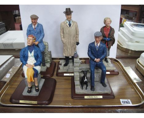 Danbury Mint Last of The Summer Wine Figures, 'Clegg', Nora Batty, 'Wally Batty, 'Truly', 'Auntie Wainwright'. (5)