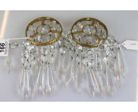 A pair of 19th century Victorian clear crystal drop light fittings. 