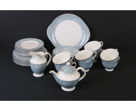 Royal Doulton ' Reflection ' pattern tea ware to include teapot, milk jug, 8 teacups, 7 saucers, 10 side plates, 7 breakfast/