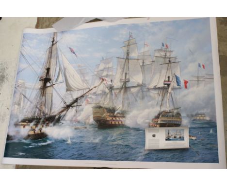 Steven Dews (British b. 1949) Gouttelette Limited Edition Print titled ' Temeraire opens fire, Battle of Trafalgar 21st Octob