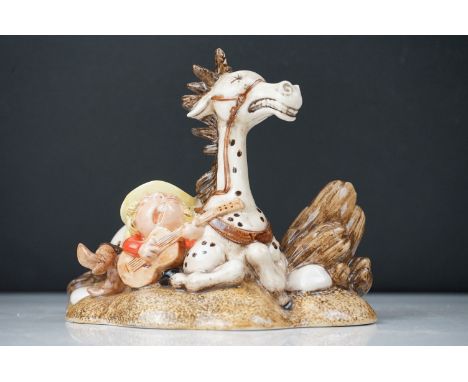 Royal Doulton Thelwell novelty ceramic figure ' So Treat Him Like a Friend ' depicting a horse and cowboy 
