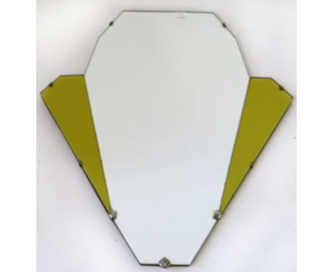 An Art Deco abstract three panel wall mirrorHaving two gold coloured panels, height 56cm, width 50cm 