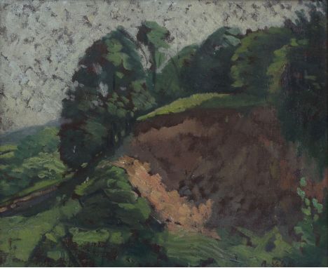 In the manner of Adolphe Valette (1876-1942) - ‘Landscape’Oil on wooden panel, bears signature, 20.5x25cm, inset in gilt fram