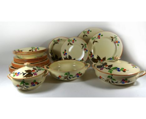 An Art Deco Wilkinson Pottery Honey glaze dinner serviceDecorated in pattern number 8808, comprising twelve dinner plates, si