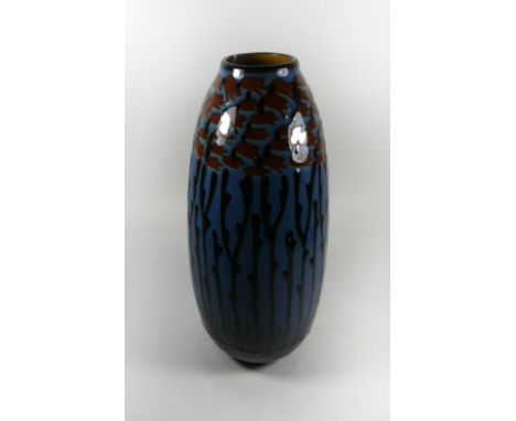 An Art Nouveau ceramic vase by Max Laeuger Having stylised decoration depicting fish and seaweed, impressed marks to base, he