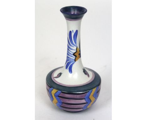 A Carlton Ware Handcraft vase of bulbous form with cylindrical neckDecorated in the Flowering Papyrus pattern, factory marks 