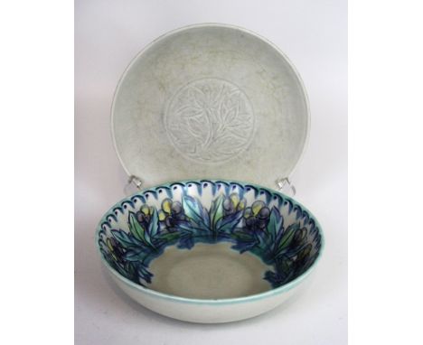 Two pieces of Pilkingtons Royal Lancastrian To include circular bowl, having incised and painted floral decoration, diameter 