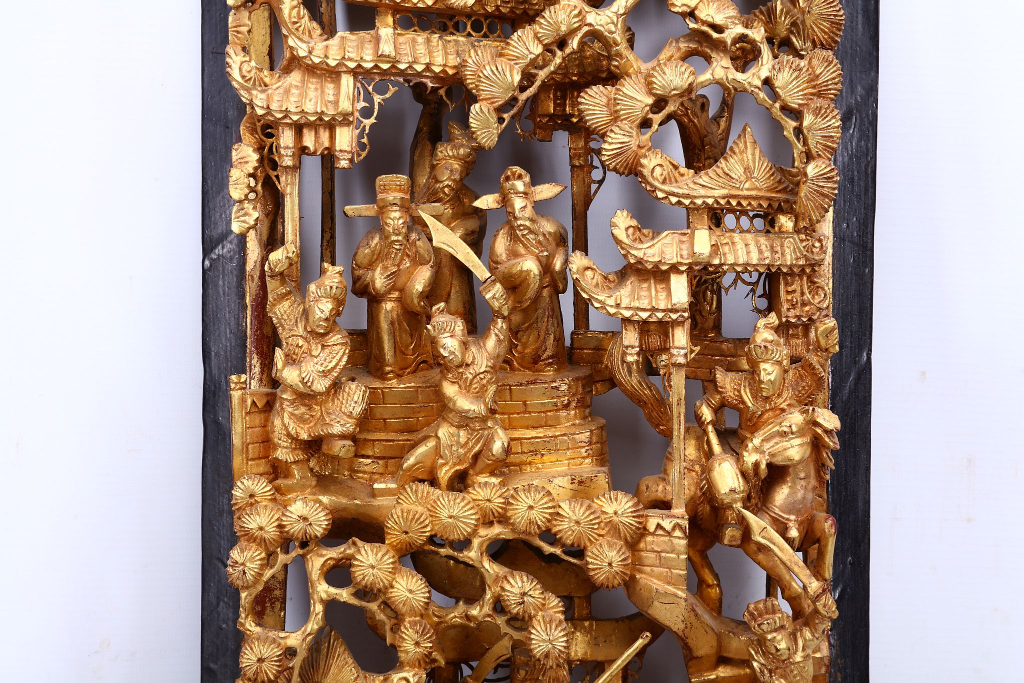 A CHINESE GILT CARVED WOOD WALL PANEL.19th Century.Ornately carved to