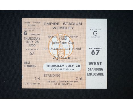 World Cup 1966 - Match ticket for 3rd/4th Play off Portugal v Soviet Union played at Wembley 28th July 1966 (vg) 