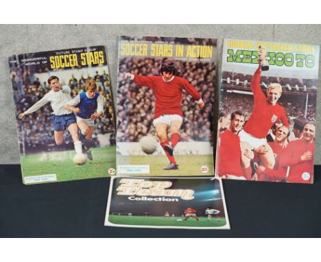 Three FKS Football Sticker albums, to include Mexico 70, missing three stickers, Soccer Stars In Action 1969/70 &amp; Soccer 