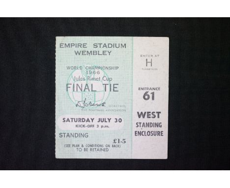 World Cup 1966 - Match ticket for World Cup Final England v West Germany played at Wembley 30th July 1966, vg 