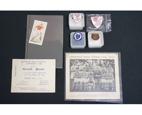 Football Collectables - Vintage Chippenham related memorabilia to include Chippenham United enamel badge and 2 x Supporters C