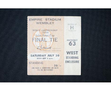 World Cup 1966 - Match ticket for World Cup Final England v West Germany played at Wembley 30th July 1966, creasing but gd-vg