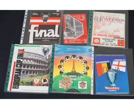 Football Programmes - Liverpool FC, six European Final programmes, to include v Borussia Dortmund 1966, v Borussia Monchengla