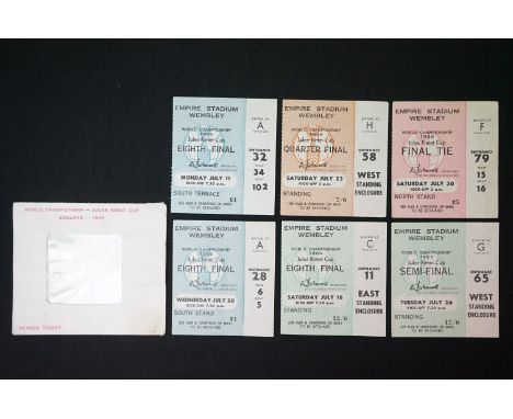 World Cup 1966 - Full set of 6 x England match tickets for 3 x group stages, Quarter Final, Semi Final and Final v West Germa
