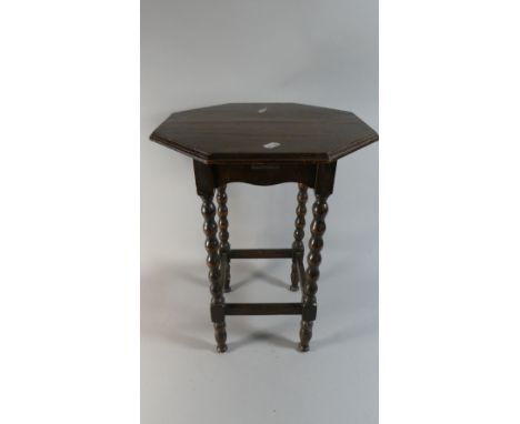 A Small Bobbin Legged Oak Octagonal Topped Occasional Table, 38cm Diameter