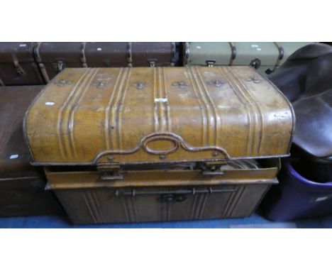 A Scumble Glazed Tin Travelling Trunk 77cm Wide