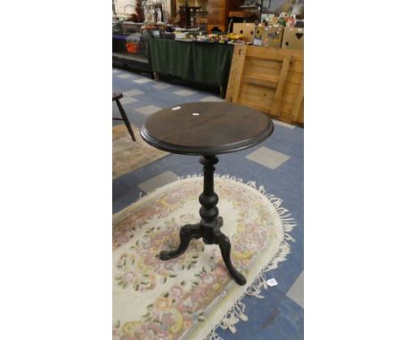 A Victorian Ebonised Circular Topped Wine Table on Tripod Support, 48cm Diameter