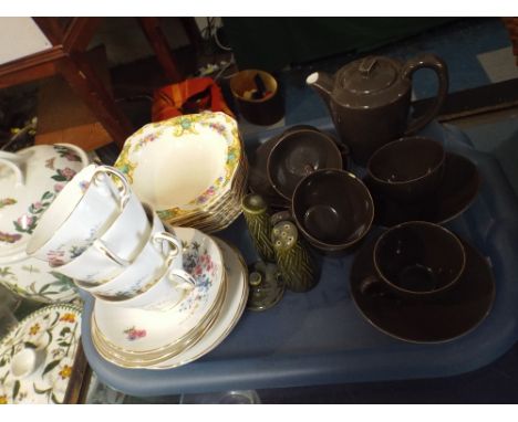 A Collection of Poole Coffee Wares (Cups with Some Chips), Floral Pattern, Regency Teawares and Royal Winton Fruit Bowls etc 