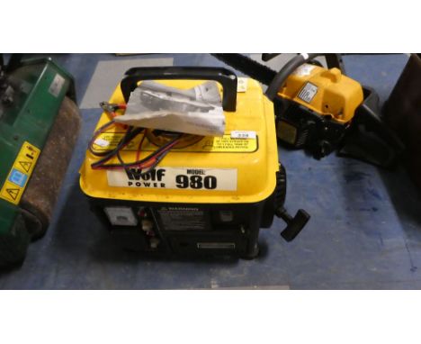 A Wolf 980 Petrol Generator with Manual 