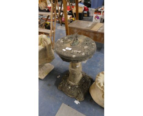 A Reconstituted Stone Garden Sundial, 53cm high 