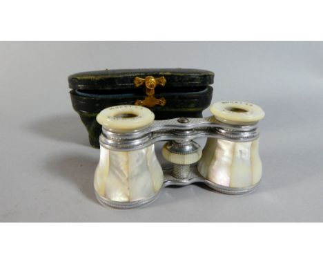 A Pair of Cased Mother of Pearl Opera Glasses by Brown of Glasgow 