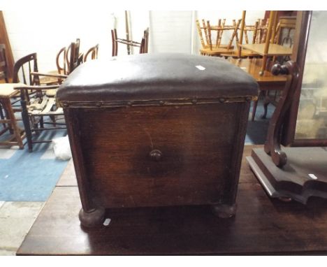 An Edwardian Oak Lift Top Box Stool, 43cm Wide