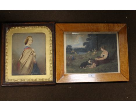 A FRAMED A GLAZED GILT FRAMED PORTRAIT OF LOUISA JENNINGS, ELDEST DAUGHTER OF THE REV. HENRY JENNINGS, YORKSHIRE, ETC (2)
