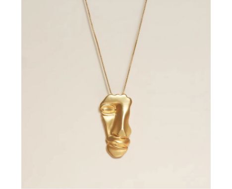 Portrait mask 18K frosted gold long necklace sweater chain for womenMaterial: copper plated with real goldSize: Length 80cmFr